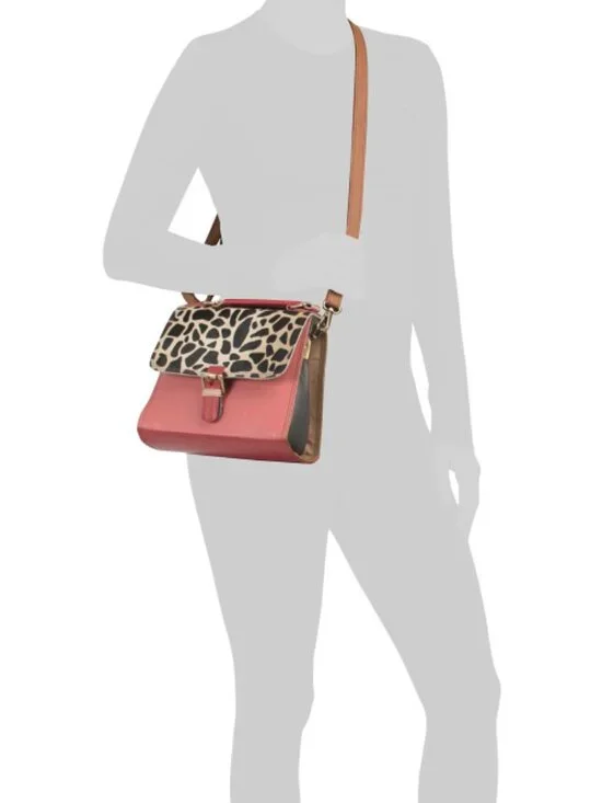 SORUKA Leather Vivian Animal Print Satchel - Picture 4 of 5